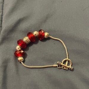 Elegant Red and Gold Beaded Bracelet